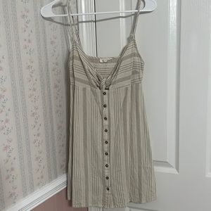 TAN TIE FRONT TANK DRESS